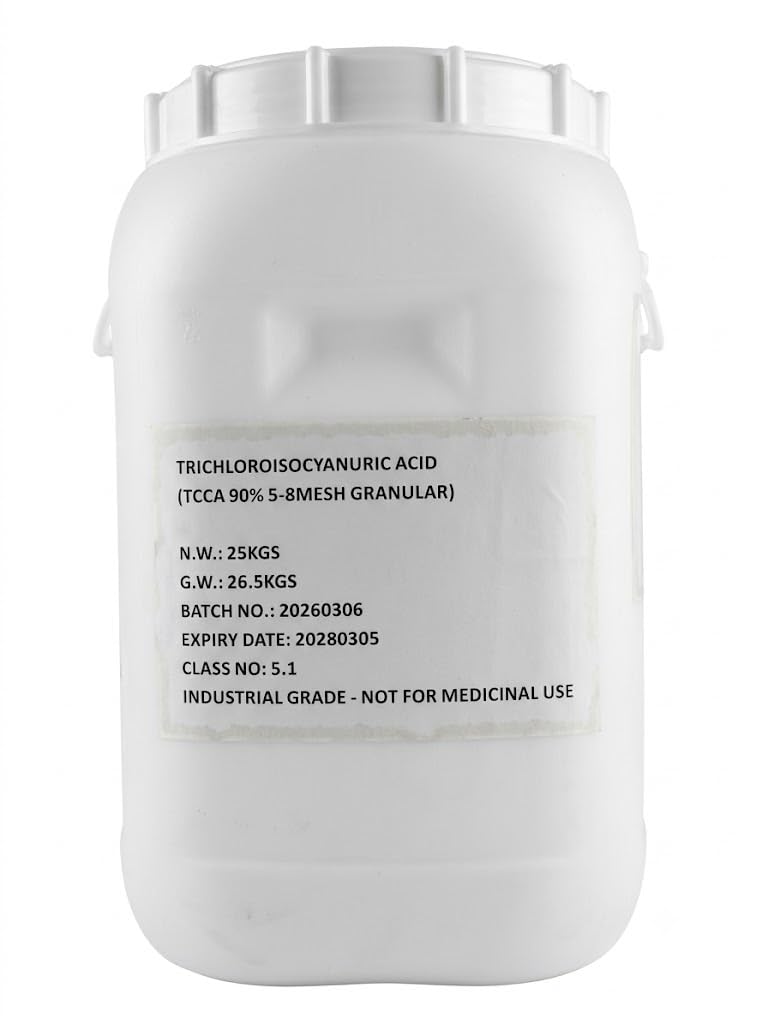 Helix TCCA 90% Chlorine Granules 5-8 mesh for Swimming Pool Powerful Trichloroisocyanuric Acid Pool Sanitizer NSF Approved, Stabilized for Crystal Clear Water Algae Control & Disinfection (25 KGS.)-image-20