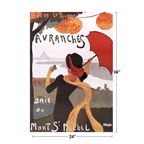 Albert Bergevin Avranches Baie du Mont St Michel 1910 Vintage Ad French Travel Advertisement Woman With Umbrella Cool Wall Art Print Poster 24x36 - Thumbnail 4