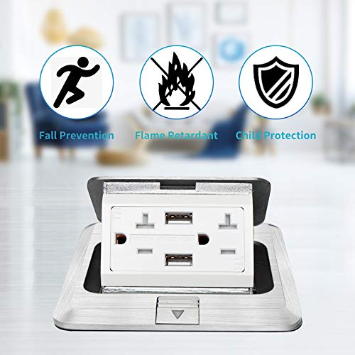 Pop Up Floor Outlet With Stainless Steel Cover 20Amp Tr Outlet And Usb Chargers 4.8A Receptacle Box By Jacepfy #TOP6