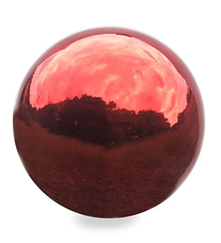 Plow & Hearth Weather Resistant Stainless Steel Garden Gazing Ball 10 in Dia. Red
