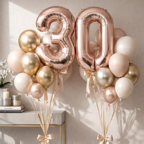 Image of Wanna Party Numerical 0 Rose Gold Balloon for Birthday and Anniversary Party (Gold)