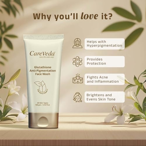 Image of CareVeda Glutathione Anti-Pigmentation Face Wash Enriched with Kojic Acid & Vitamin E 100gm