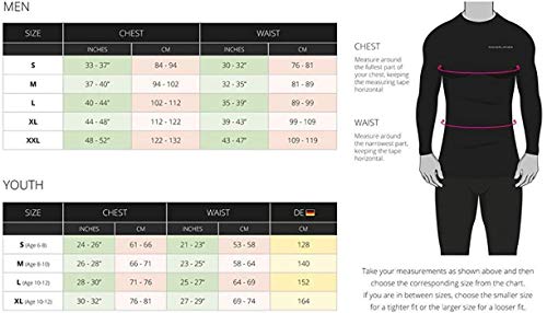 Powerlayer Men's Compression Base Layer Top Long Sleeve Under Shirt - Crew Neck - Black, Small #TOP6