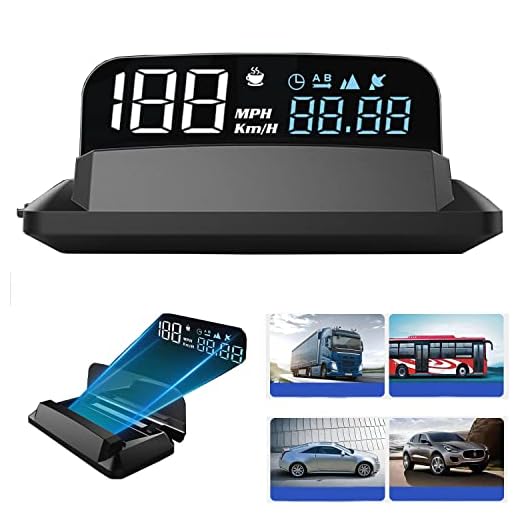 YUGUANG 5" 4K FHD HUD Display Car GPS Gauge Head up Display Speedometer 3D Reflection Display GPS+BDS Chip 5-24V Satellite Single Driving Time Altitude Light Sensor for All Cars/Trucks/SUV/ATV/Pickup