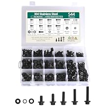 544 PCS Flange Hex Bolts and Nuts Kit, M6-1.0, M8-1.25, M10-1.5 Bolts, Alloy Steel with Black Zinc Class 10.9 Metric Bolt Assortment Full Coarse Thread 12mm-30mm