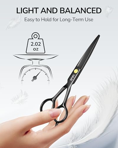 Hair Cutting Scissors, ULG Professional Hair Scissors 6.5” Right-Hand Razor Edge Barber Shears Salon Hair Cutting Shears Made of Japanese Stainless Steel, Hand Sharpened Black