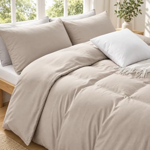 Duvetnova Bettwäsche 135x200 40x80 Beige ÖKO-TEX Superweich Mikrofaser Bettwäsche-Sets 2 Bettbezüge 135x200 + 2 Kissenbezüge 80x80 + 2… – Ansicht 3