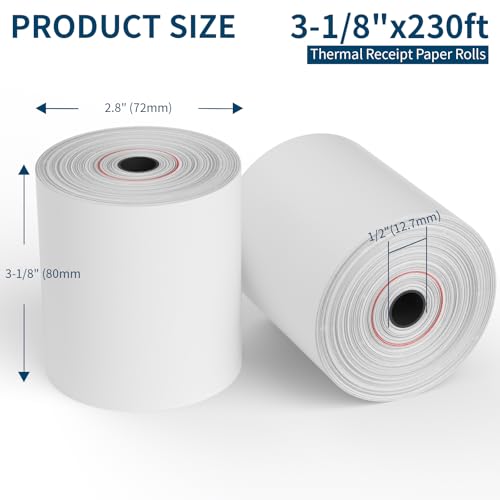 Image of (10 Rolls) NefLaca Thermal Receipt Paper 3 1 /8 x 230, 10 Rolls Receipt Paper POS Register, BPA Free