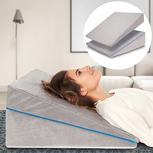 Bed Wedge Pillow – 3 In 1 Support - Adjustable to 4.5, 7.5 & 12 Inches – Combination Zipper Technology | Memory Foam Bed Wedge pillow for sleeping, Acid Reflux, Anti Snore, Machine Washable
