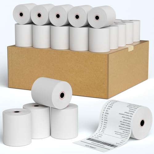 2 1/4\"x50\' Thermal Paper, FungLam Receipt Paper, POS Cash Register Papers, 2 1/4\"x50\' Thermal Paper for POS Cash Receipt Printers for Credit Card Terminal, Clover/Square/Verifone Printers, 50 Rolls.