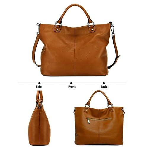 Image of Kattee Women's Soft Genuine Leather Tote Bag, Top Satchel Purses and Handbags