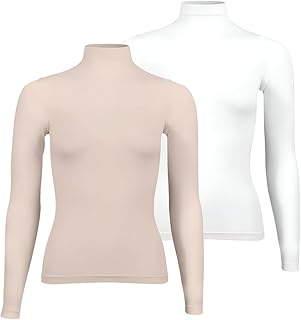 توب سيلينا برقبة مرتفعة وأكمام طويلة للنساء من سيلفي، طقم من 2 قطعتين (عبوة واحدة)