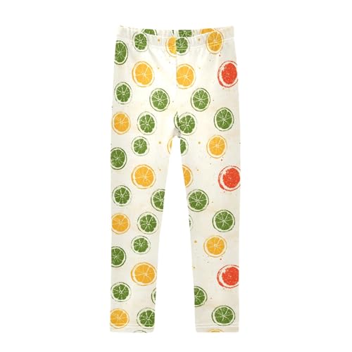 Retro Lemon Simple Prints Girls Leggings Soft Comfortable Athletic Leggings Dancing Pants for 4-10 Years