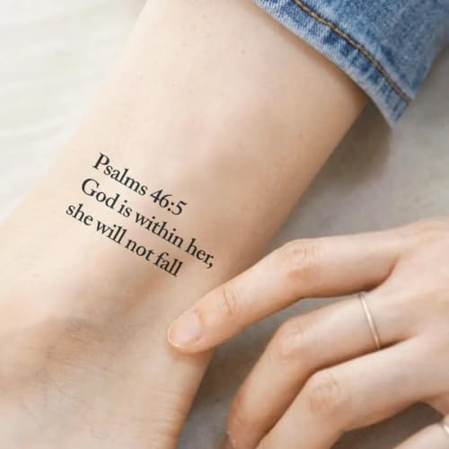 Psalms 46:5 Tattoo (Set of 2) - God Is Within Her, She Will Not Fail Tattoo/Religious Tattoo