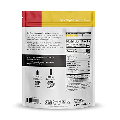 SKRATCH LABS Strawberry Lemonade Hydration Drink Mix, 15.5 OZ