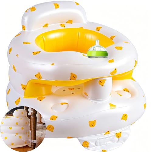 Image of Inflatable Baby Seat with Safety Clip to Chair Leg for Babies 3-36 Months | Upgraded V3.0 Front Bumper Anti-Fall Design, Sit Me Up Floor Seat for Baby Chair Sit, Built in Air Pump, Blow Up Baby Chair
