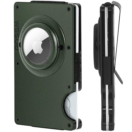 ROSSM Cartera AirTag para Hombre con Bloqueo RFID - Tarjetero Hombre Minimalista de Metal para Tarjetas …