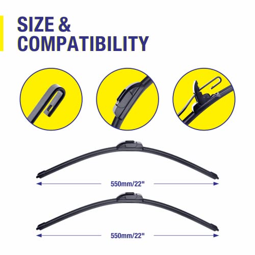 Image of 3 Wipers 22 inch /22 inch /11 inch Replacement For Ford Expedition 2020 2019 2018 (Set of 3), 22 Inch+22 Inch Windshield Wiper Blades with 11 Inch Rear Wiper Blade-Original Factory Quality