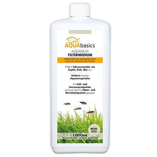 AQUAbasics Aquarium Filtermedium ist der Wasseraufbereiter für kristallklares und natürlich gesundes Aquariumwasser - Entfernt ganz ohne Chemie Mulm und Schlamm, Größe:1 Liter Cover