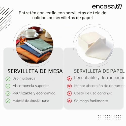 Servilletas de mesa Encasa XO de algodón, regalo para bodas y hogar 7
