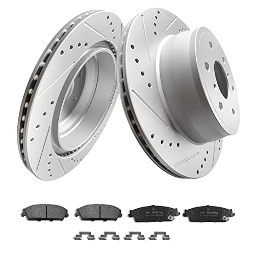 Weize BRA-0104-CS1419 Front And Rear Truck & Tow Carbon Fiber Ceramic Brake Pads + Drilled/Slotted Brake Rotors Kit thumb #6