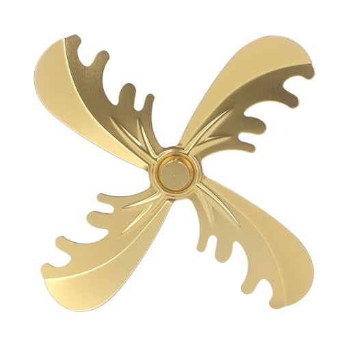 Hoja del Ventilador de Estufa de Madera, 180 Mm que Funciona en Diámetro con bajo Ruido Más Grande de Aire de la Hoja de Flores de Aire con Tornillos de Uso Doméstico (GOLD)