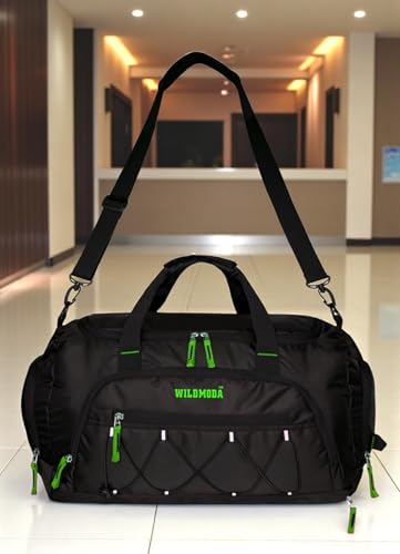 Image of 50L Duffel Travel Bag with Multiple Pockets | Ideal for Gym & Outdoor Trips (Black & Green)