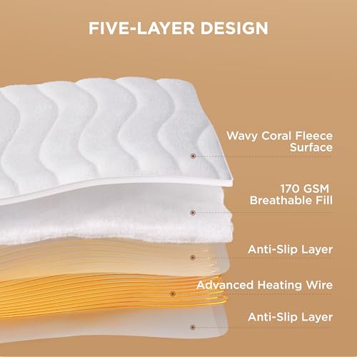 Bedsure Heated Mattress Pad Twin XL- Bed Warmer with Memory & Preheat Functions, 12-Hour Auto Off & 10 Heat Settings, Single Controller, Coral Fleece Electric Mattress Pad Twin XL, 39"x80"