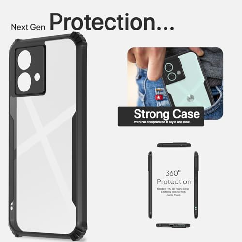 Image of Outlouders Back Cover for Motorola Moto Edge 40 Neo | Ultra Hybrid Transparent | Full Camera Protection | Raised Edge | Crystal Clear Bumper Case(Black)