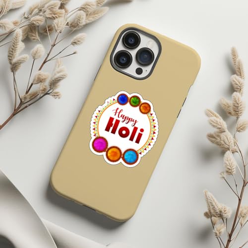 Image of Happy Holi Festival Stickers, 50+ Waterproof Vinyl Decals for Laptop, Mobile Phone, Guitar, Journal, Multicolour Self Adhesive