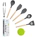 Kitchen Utensil Set,Silicone Cooking Utensils with Wooden Handles,7PCS Kitchen Tools Spatula Set for Nonstick Cookware,Apartment Essentials Gifts