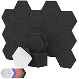 Hexagon Akustikpaneele selbstklebend 18 Stücke, TONOR Schallabsorber Schallschutz mit Hochdichte Wandfliesen Schalldämmung 30x26x1 cm für Studio, Büro, Akustische Behandlung und Gaming deko, Schwarz