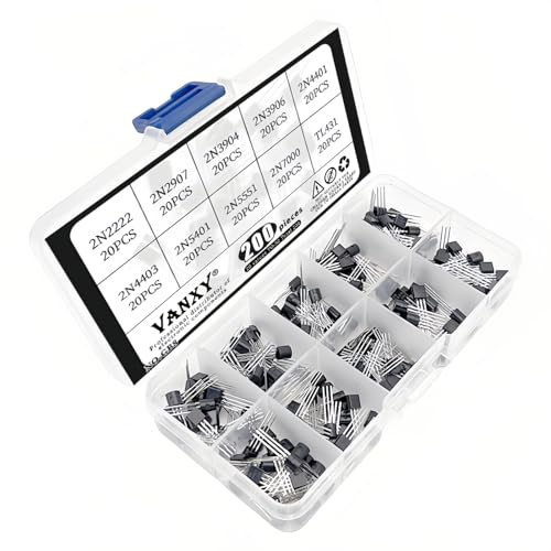 200PCS 10Values 2N2222 2N2907 2N3904 2N3906 2N4401 2N4403 2N5401 2N5551 2N7000 TL431 TL431A 2N2222A Power BJT Bipolar Junction Transistor Kits - Thumbnail 5