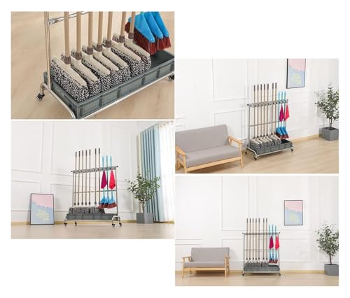 Porte-outils et support pour balai serpillère mobile 5 emplacements