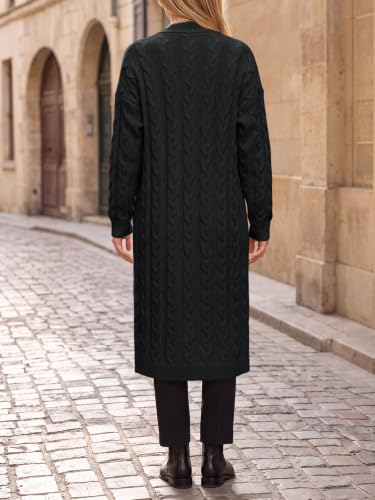 Image of Womens Long Sleeve Cardigan Sweaters Oversized Open Front Maxi Coat | Trendy Casual,Lapel,Knitted Coatigan,Soft Warm,Overcoat Pocket,2026 Fall Winter,Work Office,Going Out