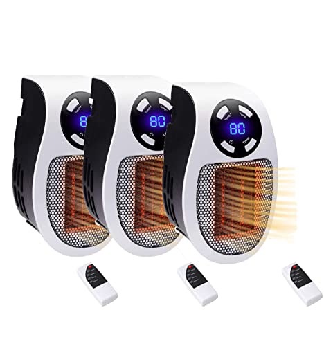 Chauffage Enfichable 500 W,Mini Radiateur Soufflant Électrique Portable, Chauffage portable avec affichage numérique LED intelligent [3 article] Cover