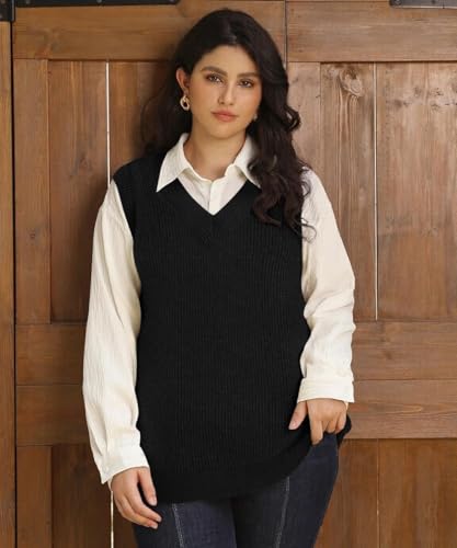 Image of TIYOMI Plus Size Sweater Sleeveless Tops for Women Knitted Tank Tops XL-5XL
