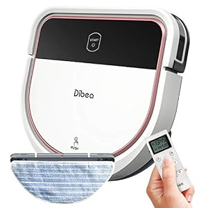 Dibea Aspirateur Robot Laveur de Sol Sucer Essuyer 2 in 1 3 Vitesses 110 Minutes 7.5 cm Plat Sols Durs Fonction du Son Charge Automatique Poil Animaux D500Pro