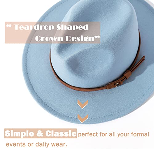 Image of Lisianthus Men & Women Vintage Wide Brim Fedora Hat | Classic Belt Buckle Decor, Adjustable Drawstring, Inner Breathable Sweatband, Timeless Style, Ideal for Travel & Daily
