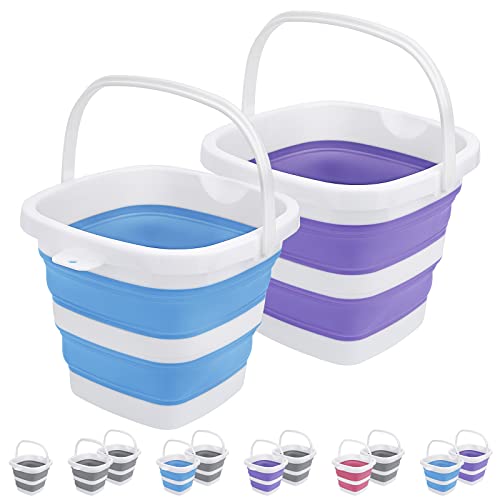 Collapsible Bucket,10L 2.6 Gallon Foldable Portable Cleaning Bucket Space Saving Car Bucket Outdoor Garden Camping Fishing 2pack Square