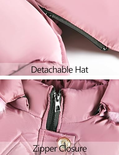 Happy Cherry Girls Fleece Lined Jacket Puffer Jacket Fur Collar Hooded Long Down Jacket Kids Windproof Coat Outerwear 20244