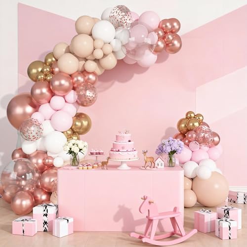 Arche de ballons rose et dorée : la solution simple pour un décor de fête chic
