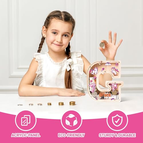 Image of Personalized Letter Piggy Bank for Kids Girls
