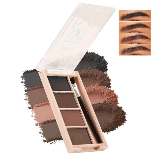 Boobeen Palette Sopracciglia in Polvere 4 Colori per Donne, Trucco Sopracciglia Opaco a Lunga Durata, Kit Contorno Occhi Naturale con Pennello