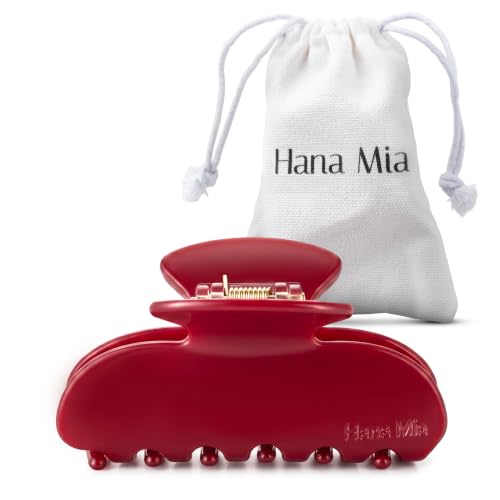 Hana Mia Medium Claw Clip for Women | Our Medium 3 Inch Hair Clip Creates Half Ups Updos & Chic Everyday Styles | Premium Acetate Claw with Secure Hold & Snag Free Teeth for Easy Styling (Red)