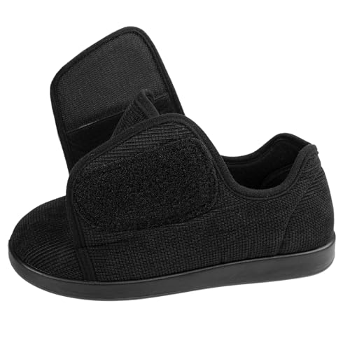 Women's Adaptive Slip-Resistant Wide Width Diabetic Comfort Slipper Shoe with Adjustable Hook-and-Loop Closure