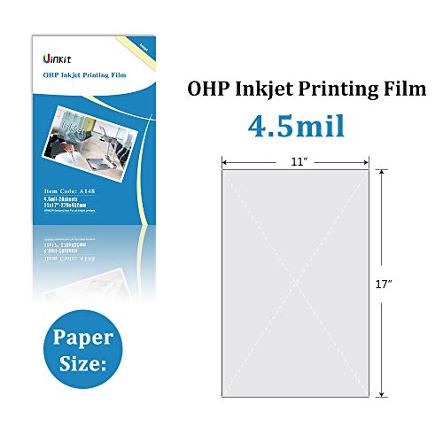 11X17 Transparency Film Inkjet Dye Inks 20 Sheets Ohp Overhead Projector Screen Printing Color Copy For Inkjet Printer Clear Transparent Paper 20 Pack Uinkit #TOP1