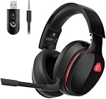 2.4GHz Wireless Gaming Headset for PS5, PS4 Fortnite & Call of Duty/FPS Gamers, PC, Nintendo Switch, Gaming Headphones with Mic, Bluetooth 5.3 Gaming Headset, Stereo Sound, Red Light -BlackRed