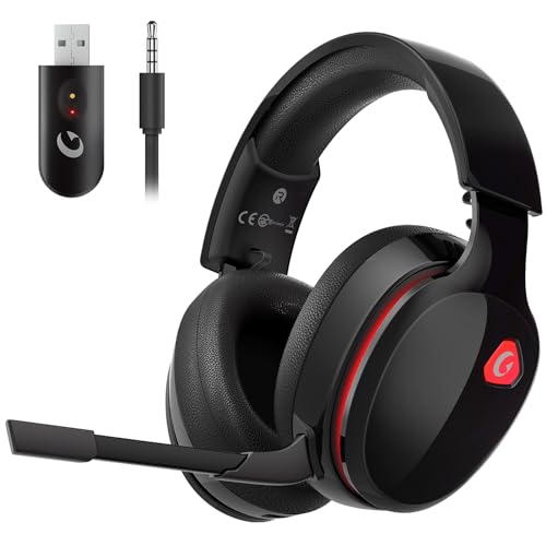 Gtheos 2.4GHz Wireless Gaming Headset for PS5, PS4 Fortnite & Call of Duty/FPS Gamers, PC, Nintendo Switch, Gaming Headphones with Mic, Bluetooth 5.3 Gaming Headset, Stereo Sound, Red Light -BlackRed by Gtheos - Used condition - CA$38.28