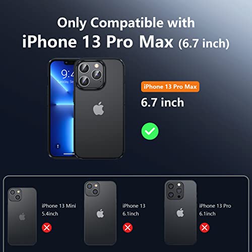 Lk [5-In-1] For Iphone 13 Pro Max Case, 2 Pack Tempered Glass Screen Protector + 2 Pack Camera Lens Protector, Matte-Finish, All-Round Protection, Shockproof, Anti-Scratches Kit, Matte Black #TOP1